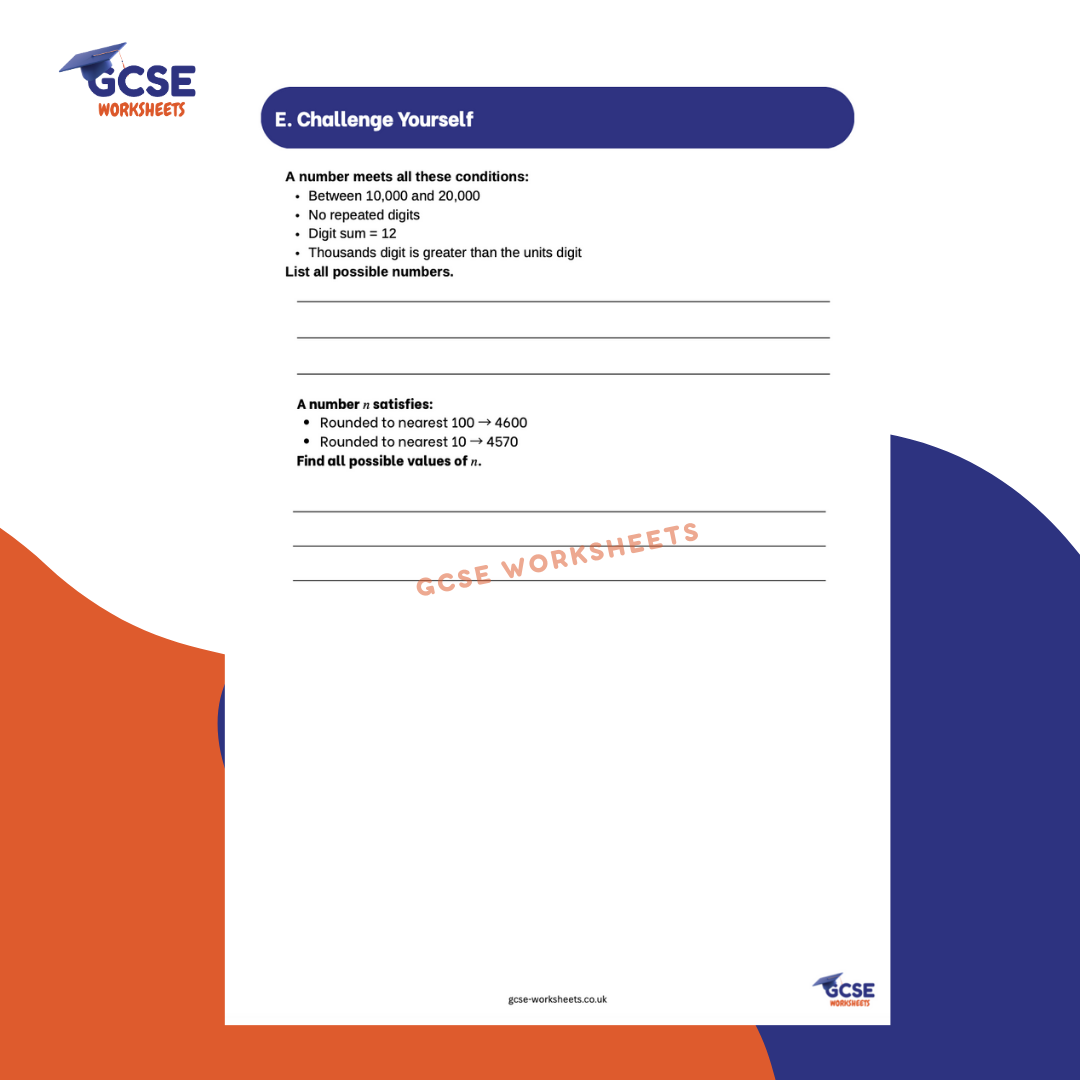 GCSE Maths Worksheet: Integers, Decimals & Rounding (with Answers) - Foundation & Higher