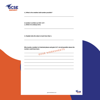 GCSE Maths Worksheet: Integers, Decimals & Rounding (with Answers) - Foundation & Higher