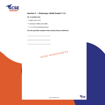 GCSE Maths Worksheet: Place Value & Ordering (with Answers) - Foundation & Higher