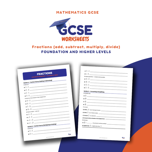 GCSE Maths Worksheet: Fractions (with Answers) - Foundation & Higher